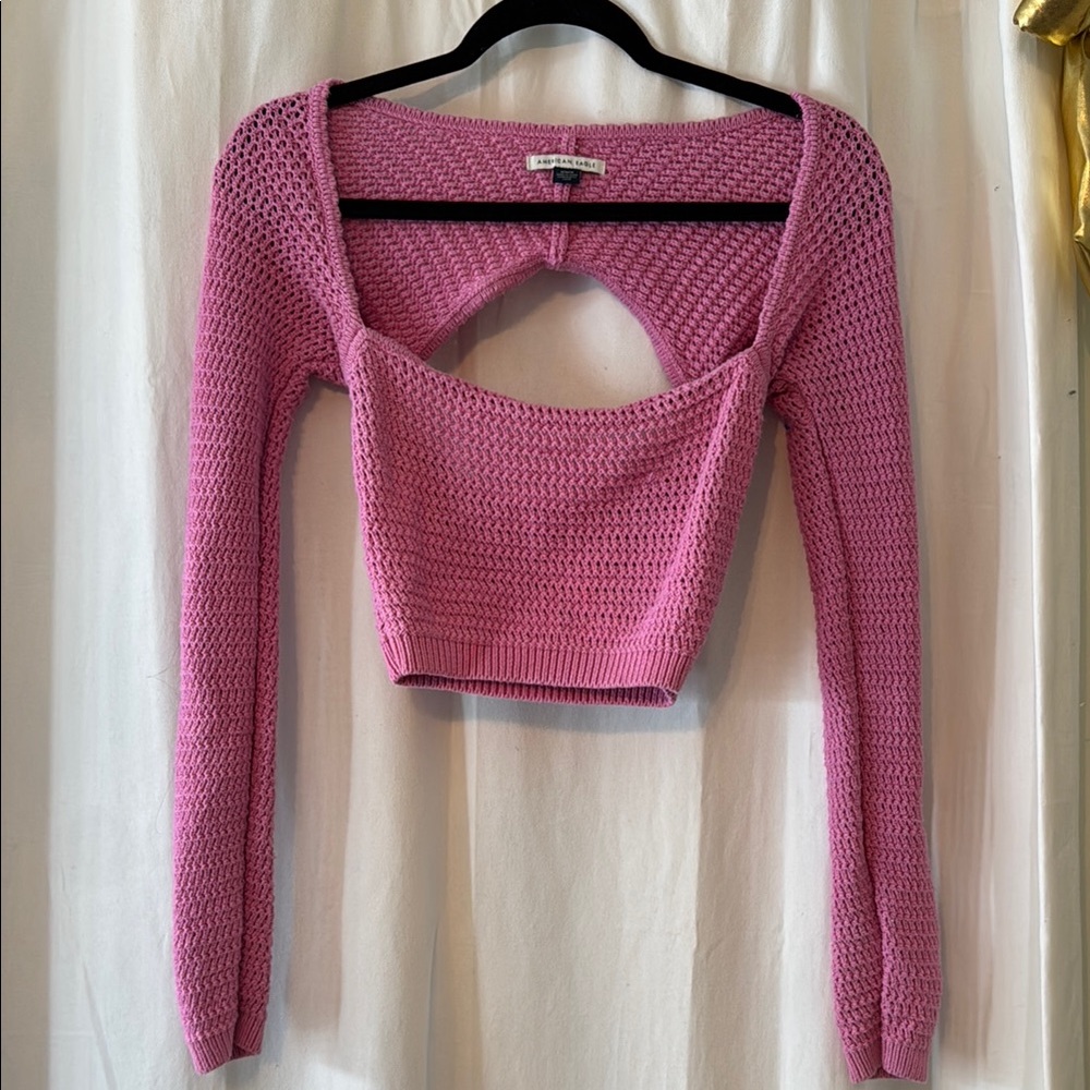 Pink Knit Cropped Sweater